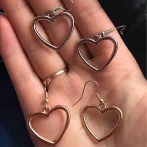 Heart Earrings {2 PAIRS SILVER AND GOLD}